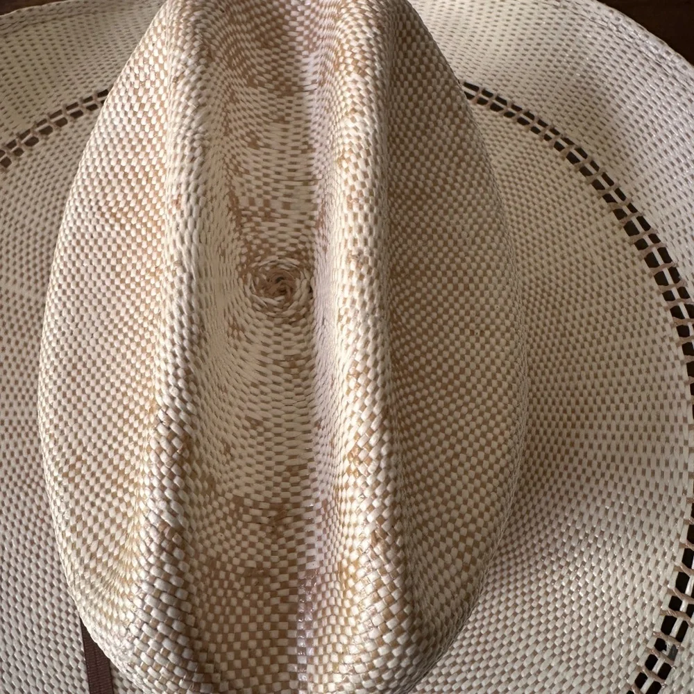 Ariat Bangora Straw Cowboy Hat Vented Cattleman Crease Western Mens 3 Eyelets